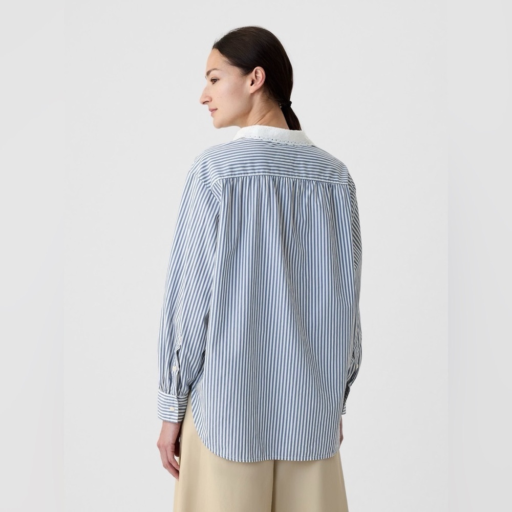 NWOT - GAP x Doen Organic Cotton Striped Big Shirt in Blue - Size XS - Picture 2 of 8